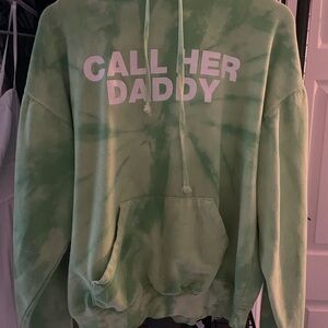 Green Tie-Dye Hoodie with Barstool Call Her Daddy Print